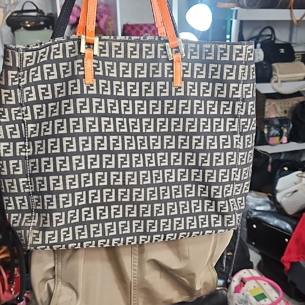 Fendi Monogram Black and Cream Tote